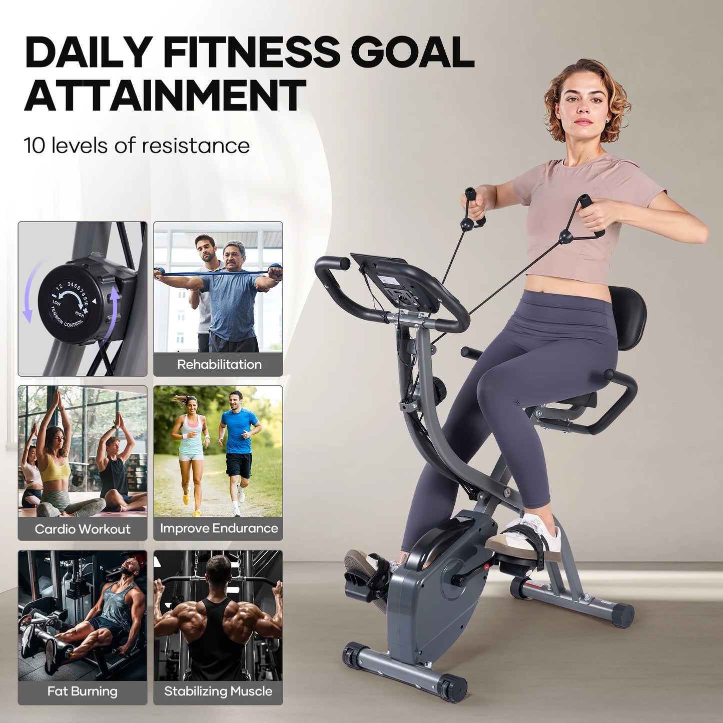 Folding Exercise Bike Magnetic Upright Bike with Pulse Sensor LCD Monitor Indoor Cycling Stationary Exercise Bike Perfect for Home Use